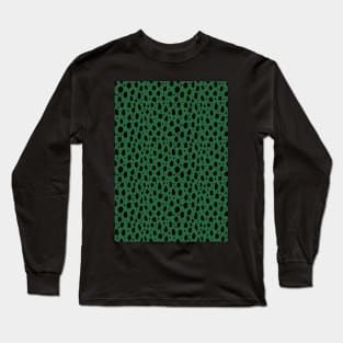 Green and Black Spotty Dalmatian Pattern Long Sleeve T-Shirt